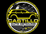 Castillo Auto Detailing logo featuring a yellow silhouette of an SUV on a hexagonal metallic background